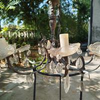 lampadario vintage con cristalli 