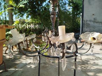 lampadario vintage con cristalli 
