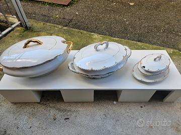 tris zuppiere Richard ginori bordo oro anni 60/70