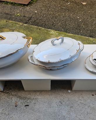 tris zuppiere Richard ginori bordo oro anni 60/70