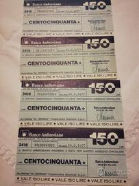 Miniassegni Banco Ambrosiano 150 lire del 77