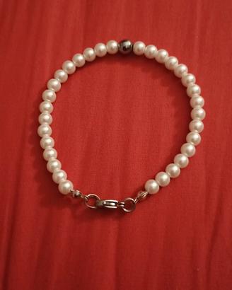 bracciale di perle bianche 
