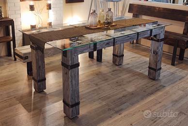 tavolo legno bianco industrial style senza vetro