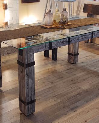 tavolo legno bianco industrial style senza vetro