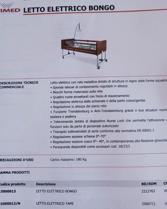 letto ospedaliero elettrico