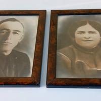 Coppia cornici antiche in legno intarsiato