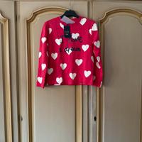 Felpa OVS kids rossa a cuori 9-10 anni nuovo