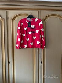 Felpa OVS kids rossa a cuori 9-10 anni nuovo