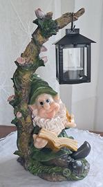 Statua Gnomo da Giardino  con lanterna
