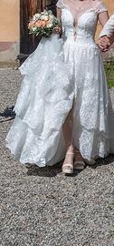 Splendido Abito da Sposa in Pizzo, Stile A-line