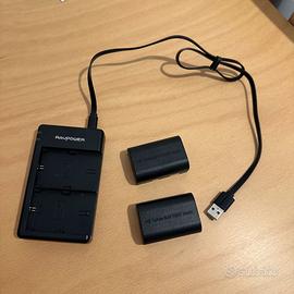 Caricabatterie Doppio USB + 2 Batterie Canon LP-E6