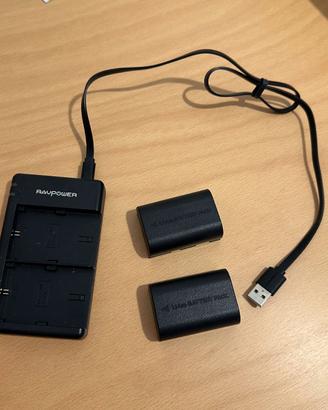 Caricabatterie Doppio USB + 2 Batterie Canon LP-E6