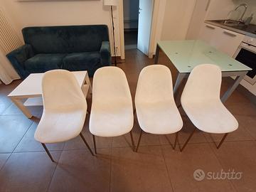 sedie velluto bianco gambe ottone