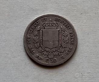 50 CENTESIMI 1852 TORINO - VITTORIO EMANUELE II