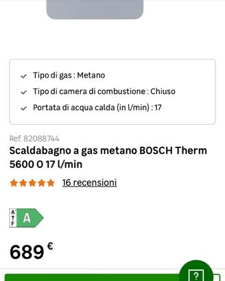 Scaldabagno a gas metano da esterno Bosch Therm