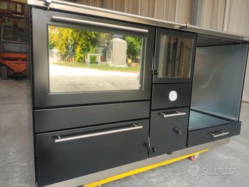 Termocucina a legna, cappa e tubo scarico