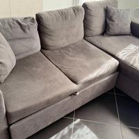 Divano Letto 3 posti grigio con penisola
