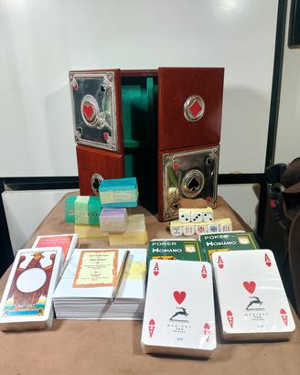 Set Poker Carte Vintage Legno Arg 925 ASA Linea

