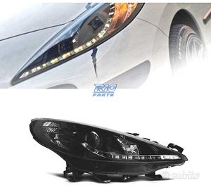 FARI PER PEUGEOT 207 06-12 LUCE DIURNA A LED NERO 