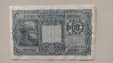 biglietto di Stato Dieci Lire tipo Giove