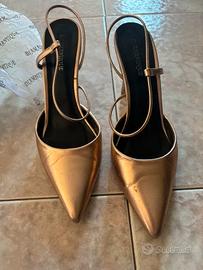 Scarpe con tacco oro rosa