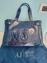 Borsa blu vernice Armani Jeans