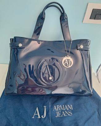 Borsa blu vernice Armani Jeans