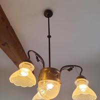 Lampadario  e le sue applique in ottone fatti mano