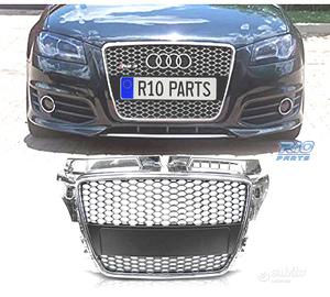 GRIGLIA AUDI A3 8P 8PA 08-12 LOOK RS CROMATO NERO