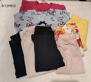 set bimba 9/12 mesi. golfino, maglietta,leggings