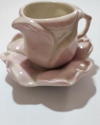 Silvio Maione tazzina rosa design fiore porcellana