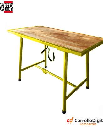 Tavolo lavoro pieghevole legno e acciaio Giallo