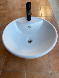 Lavabo appoggio tondo 42 cm + miscelatore nero