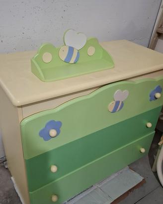 Mobile con cassettiera e mensola bambini
