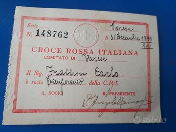 Documento Croce Rossa Italiana anni 40