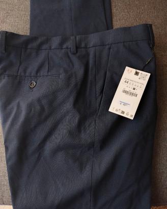 Pantaloni eleganti uomo blu Zara misto lana tg 50