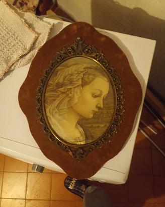 Quadro rinascimentale donna velo antico vintage