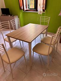 Set Tavolo allungabile bianco/rovere + 6 sedie