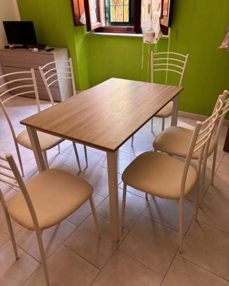Set Tavolo allungabile bianco/rovere + 6 sedie