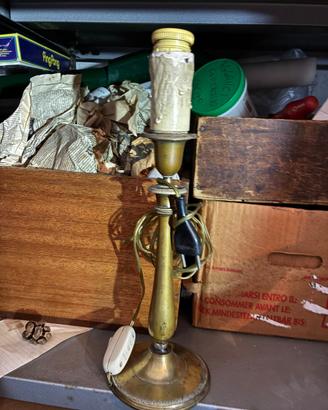 Lampada ottone con paralume bianco