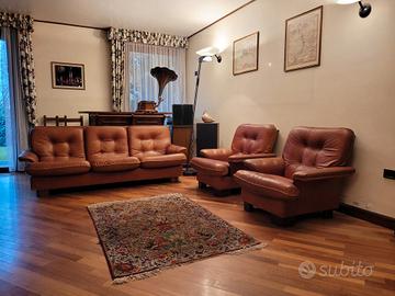 Divano 3 posti e 2 poltrone in pelle
