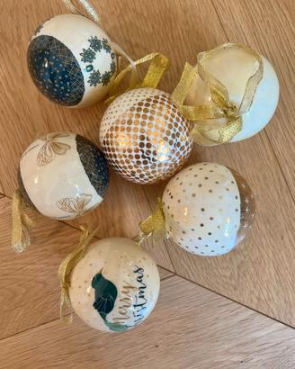 Palline natale blu e bianche e oro