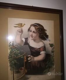 Litografia antica a colori certificata