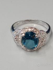 Anello argento pietra blu 