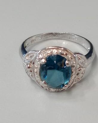 Anello argento pietra blu 