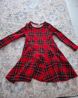 vestito scozzese a maniche lunghe 