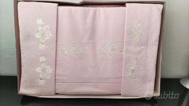 Lenzuola felpate 2P matrimoniali ROSA + applicazio