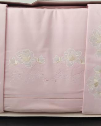 Lenzuola felpate 2P matrimoniali ROSA + applicazio