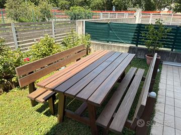 Tavolo piu panche 2 metri esterno veranda
