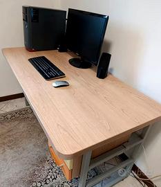 SCRIVANIA STUDIO/UFFICIO LEGNO E FERRO BATTUTO